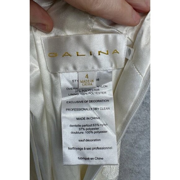 Galina Ivory Lace Wedding Dress KP3766 Bridal Gown Spaghetti Strap Boho Sz 4 - Picture 15 of 16